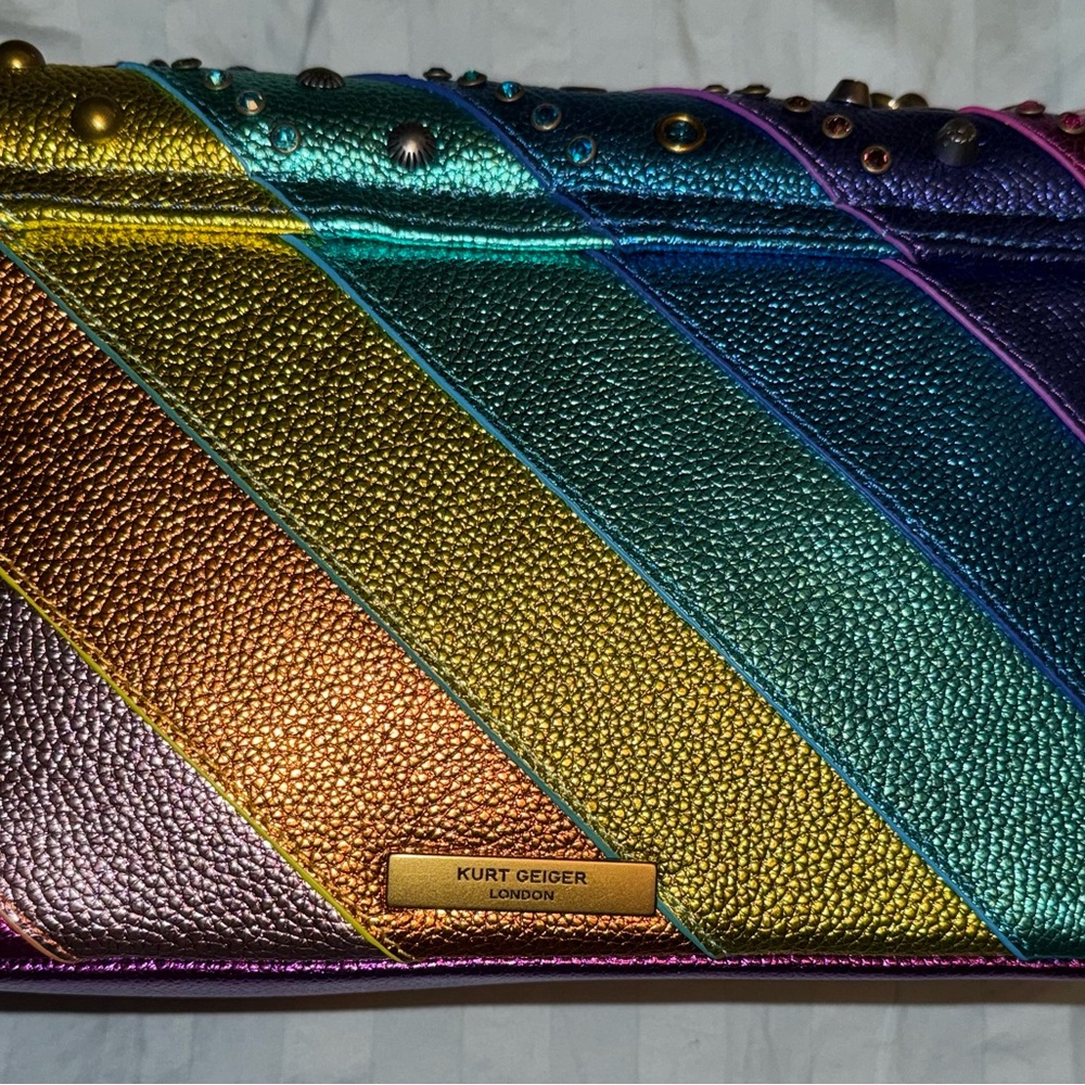 Kurt Geiger Kensington Rainbow Studded Shoulder Bag Large NWT - Picture 5 of 6